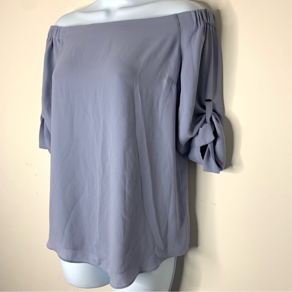 Aritzia Babaton Women's Blouse Malik Top Off The Shoulders Tie Sleeve Purple XS - Picture 10 of 16
